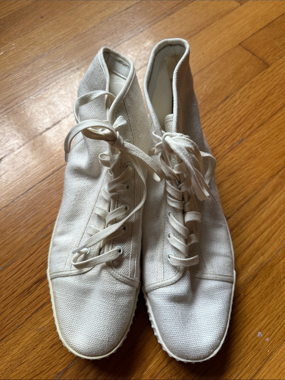 Vince White High-Top Canvas Sneakers